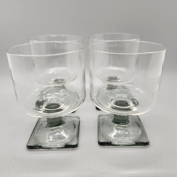 Nordic Wine Cocktail Glasses Gray Smoke Midnight Federal Square Foot MCM Set 4 - Picture 1 of 7